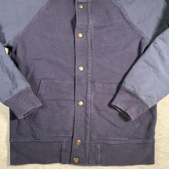 J‎ Crew Jacket Mens Small Navy Blue Bomber Snap Front Cotton Raglan Varsity Coat - Picture 3 of 11